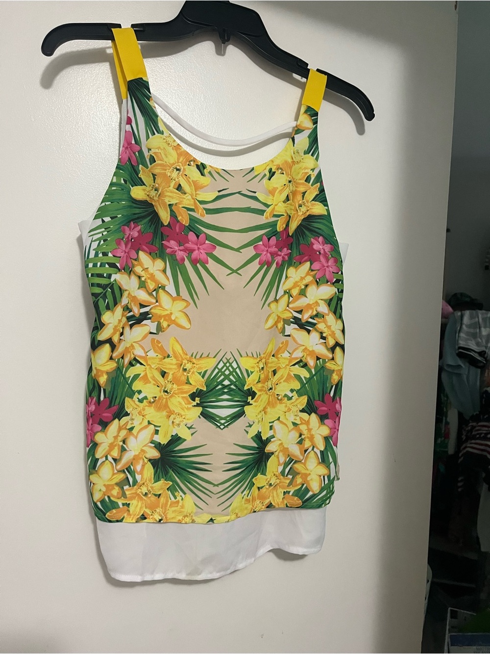 XOXO Yellow Tropical Floral Layered Cami